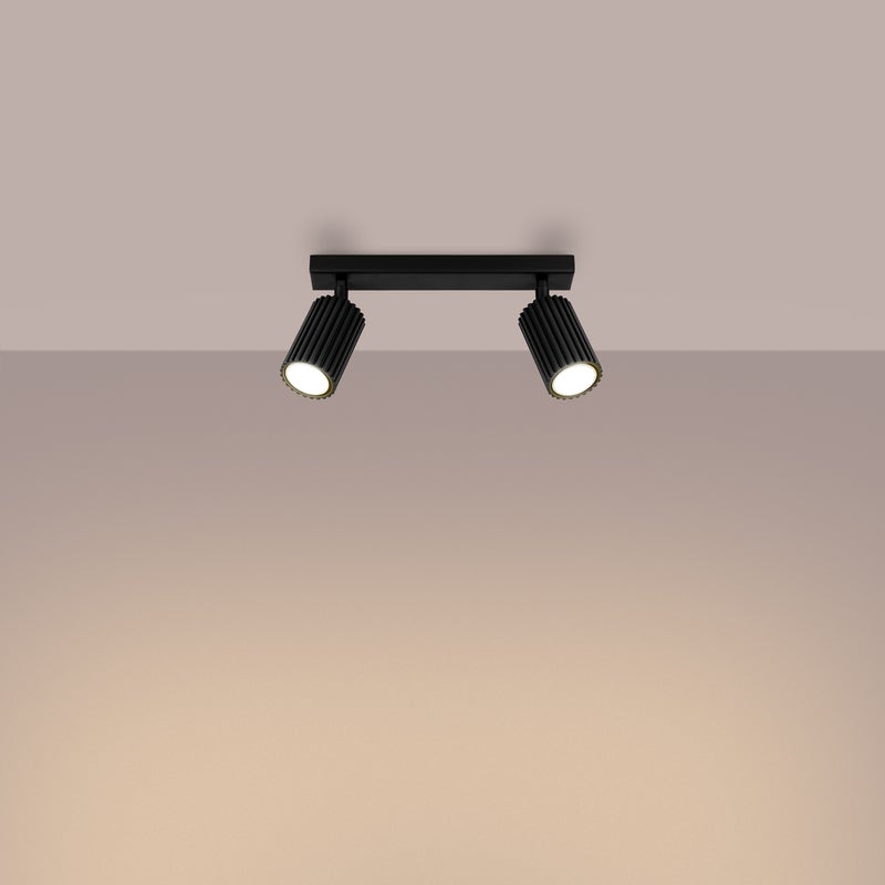 Plafon GLOOW 2 czarny LED 3000K - 30x6.5x16.5cm Sollux