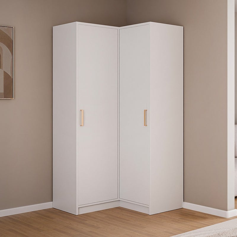 Szafa narożna 2-drzwiowa - szer. 115 cm - Biały - LIZANDRO