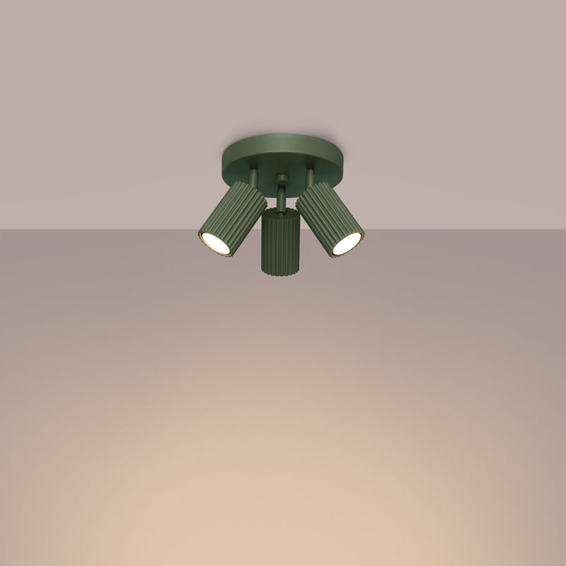 Plafon GLOOW 3P zielony oliwkowy LED 3000K - 19.5x19.5x18cm Sollux