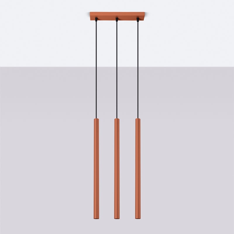 Lampa wisząca BRILL 3 ochra czerwona LED 4000K - 30x5x94cm Sollux