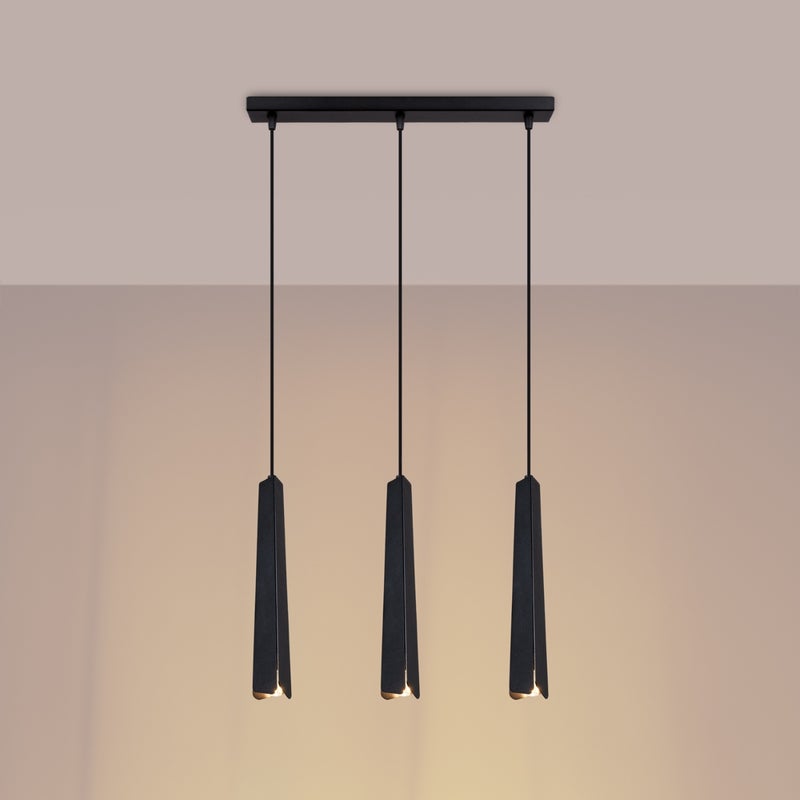 Lampa wisząca ASTEL 3L czarna LED 3000K - 45x5x120cm Sollux