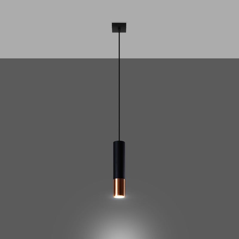 Lampa wisząca ZARPEX 1 czarny/miedź LED 3000K - 8x8x100cm Sollux