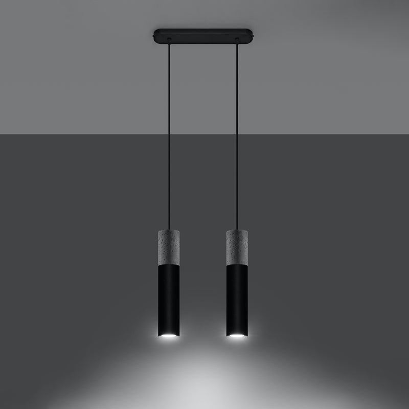 Lampa wisząca LUME 2 czarny LED 3000K - 30x6x90cm Sollux