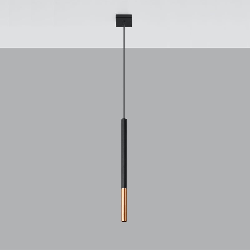 Lampa wisząca FLAR 1 czarny/miedź LED 4000K - 8x8x100cm Sollux