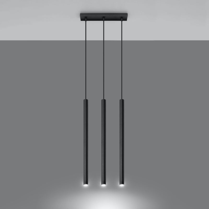 Lampa wisząca BRILL 3 czarna LED 3000K - 30x5x90cm Sollux