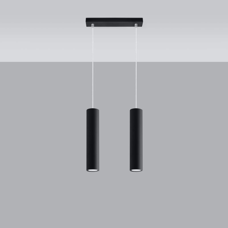 Lampa wisząca TORIS 2 czarny LED 4000K - 30x6x90cm Sollux