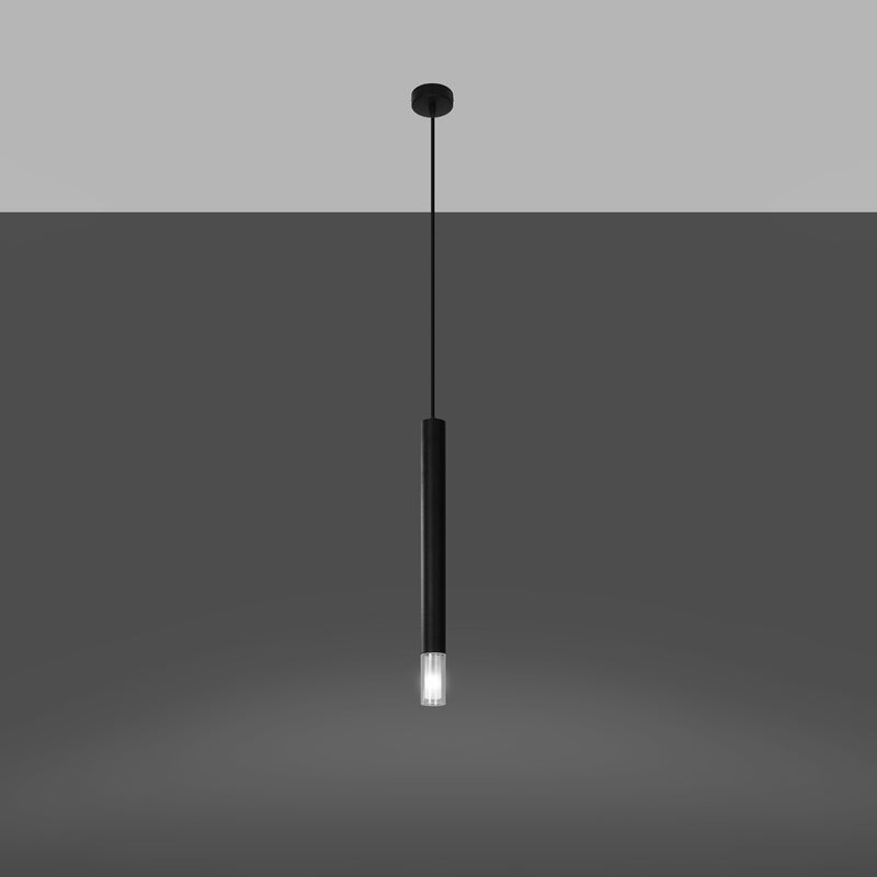 Lampa wisząca ECLIM 1 czarna LED 3000K - 8x8x120cm Sollux
