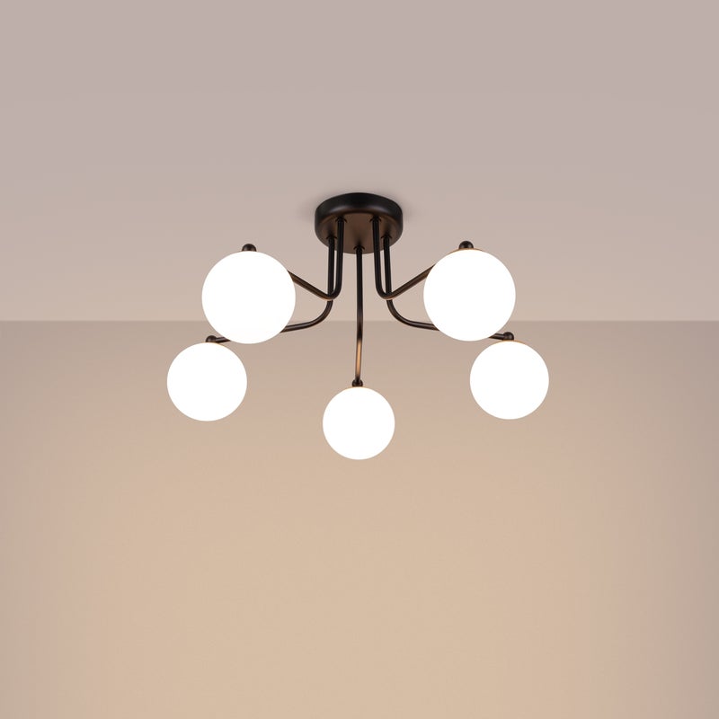 Żyrandol BEALY 5 czarny LED 3000K - 58x64x29cm Sollux