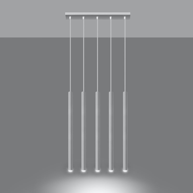 Lampa wisząca BRILL 5 biała LED 3000K - 45x5x90cm Sollux