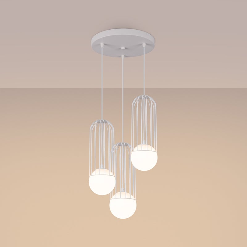 Lampa wisząca ZYNEX 3P biała LED 3000K - 34x34x115cm Sollux