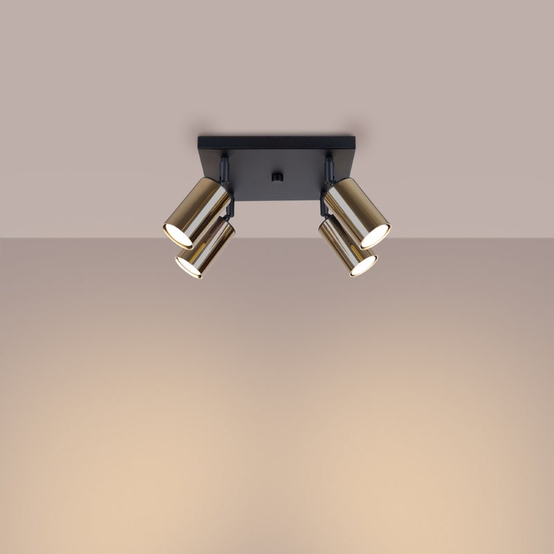 Plafon GLOIS 4 czarny/złoty LED 3000K - 25x25x19cm Sollux