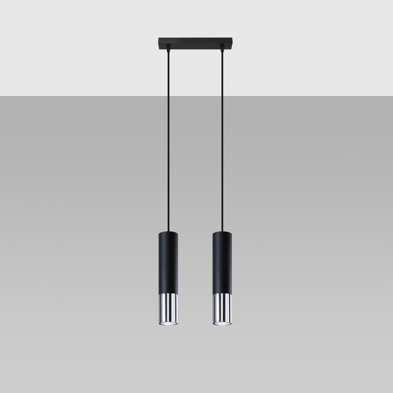 Lampa wisząca ZARPEX 2 czarny/chrom LED 4000K - 30x6x90cm Sollux