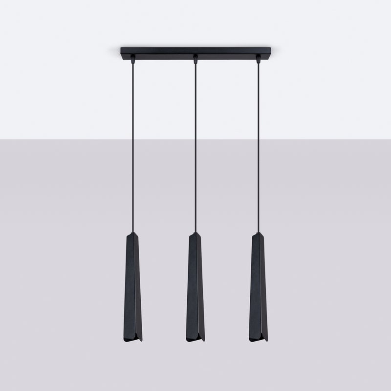 Lampa wisząca ASTEL 3L czarna LED 4000K - 45x5x120cm Sollux