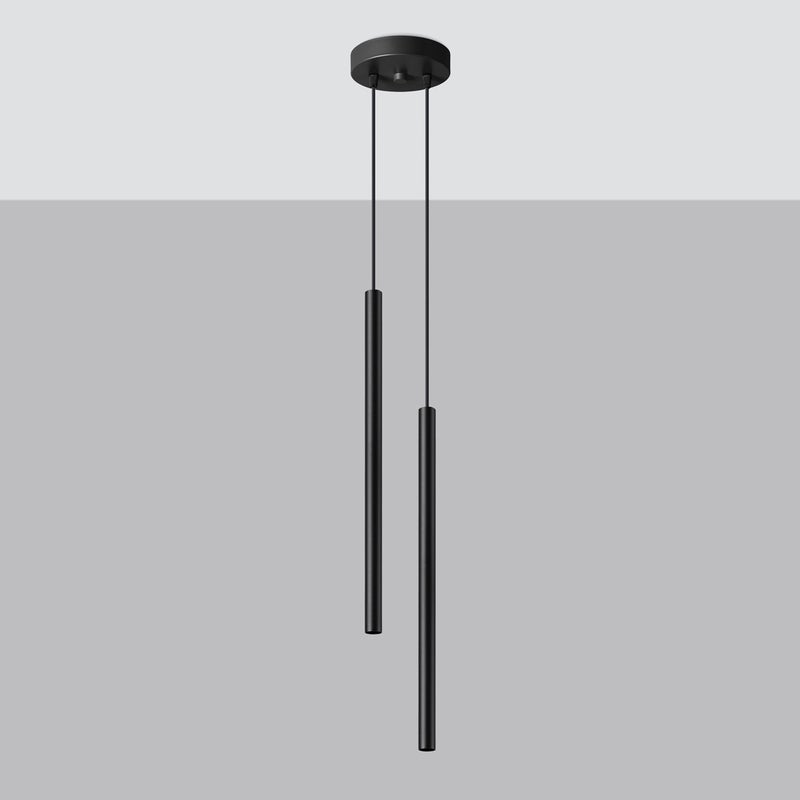 Lampa wisząca BRILL 2 czarna LED 4000K - 15x15x118cm Sollux