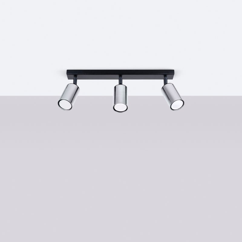 Plafon GLOIS 3 czarny/chrom LED 4000K - 45x6x18.5cm Sollux