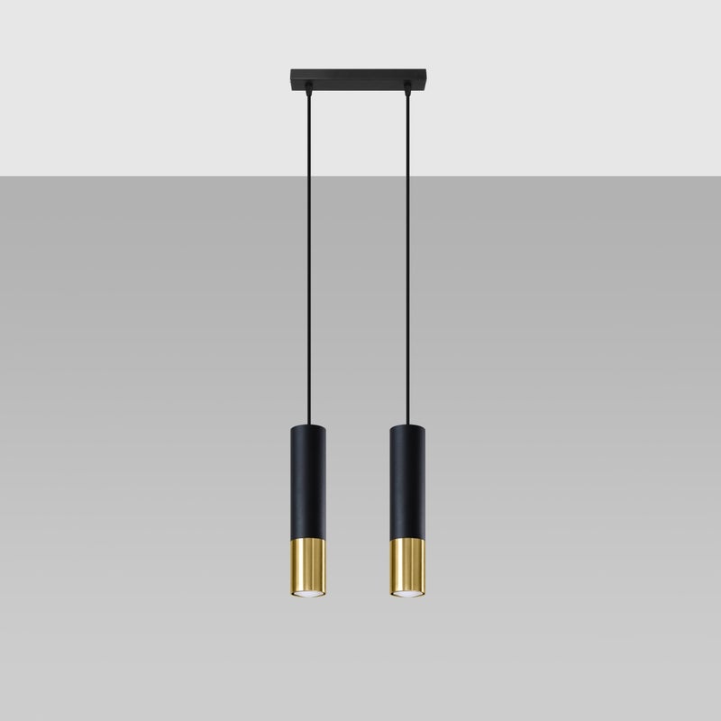 Lampa wisząca ZARPEX 2 czarny/złoty LED 4000K - 30x6x90cm Sollux