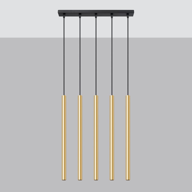 Lampa Wisząca BRILL 5L złoty połysk LED 4000K - 45x5x90cm Sollux