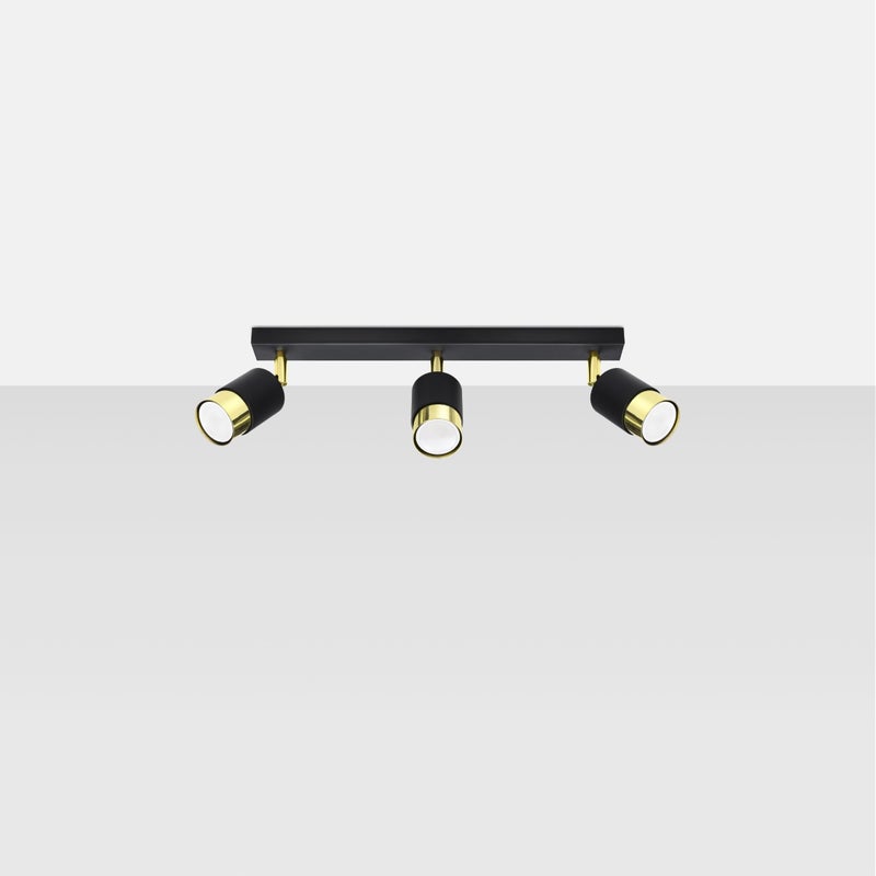 Plafon ALVOR 3 czarny/złoty LED 4000K - 45x5x18cm Sollux