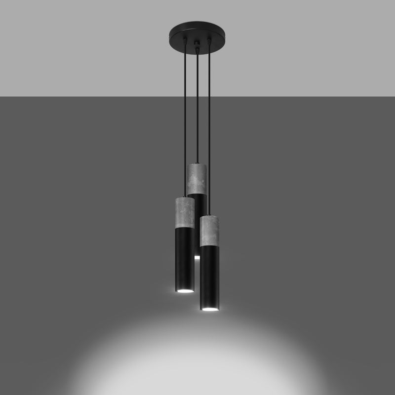 Lampa wisząca LUME 3P czarny LED 3000K - 20x20x110cm Sollux