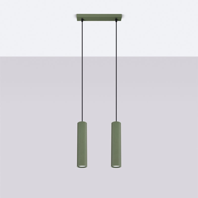 Lampa wisząca GLOOW 2 zielona oliwka LED 4000K - 30x6.5x90cm Sollux