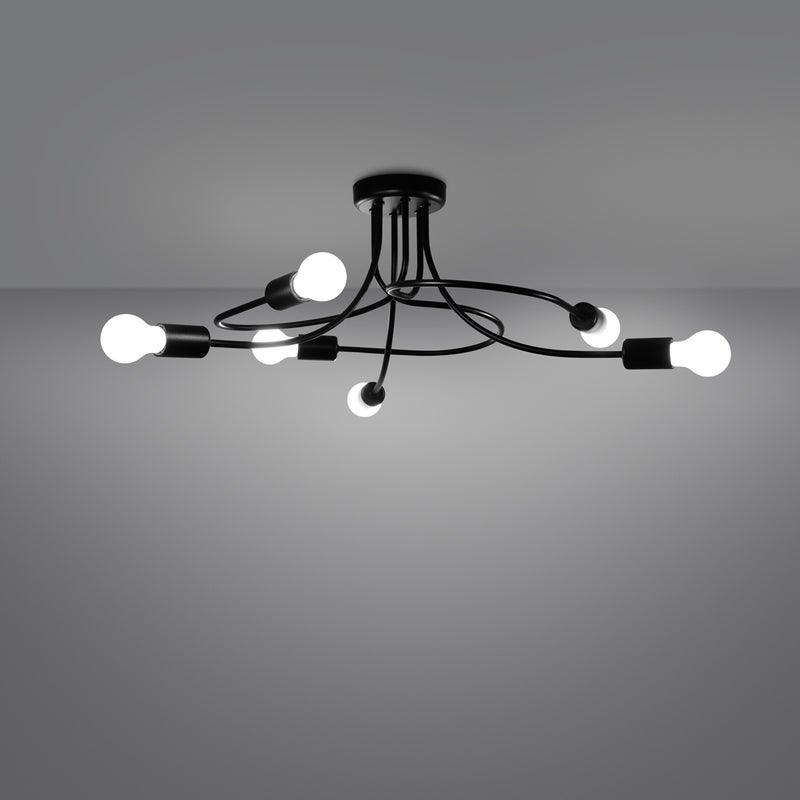 Żyrandol VARILEX 6 czarny LED 3000K - 69x66x29cm Sollux