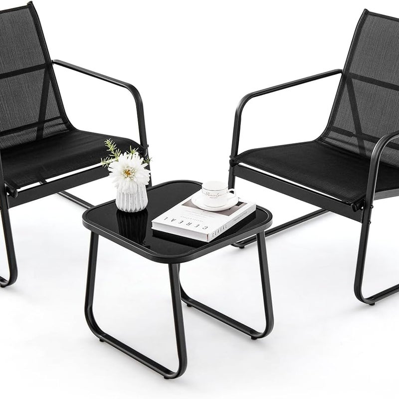 3-częściowy zestaw mebli ogrodowych, zestaw balkonowy z 2 krzesłami i stołem, meble tarasowe, zestaw mebli ogrodowych, zestaw mebli do siedzenia na