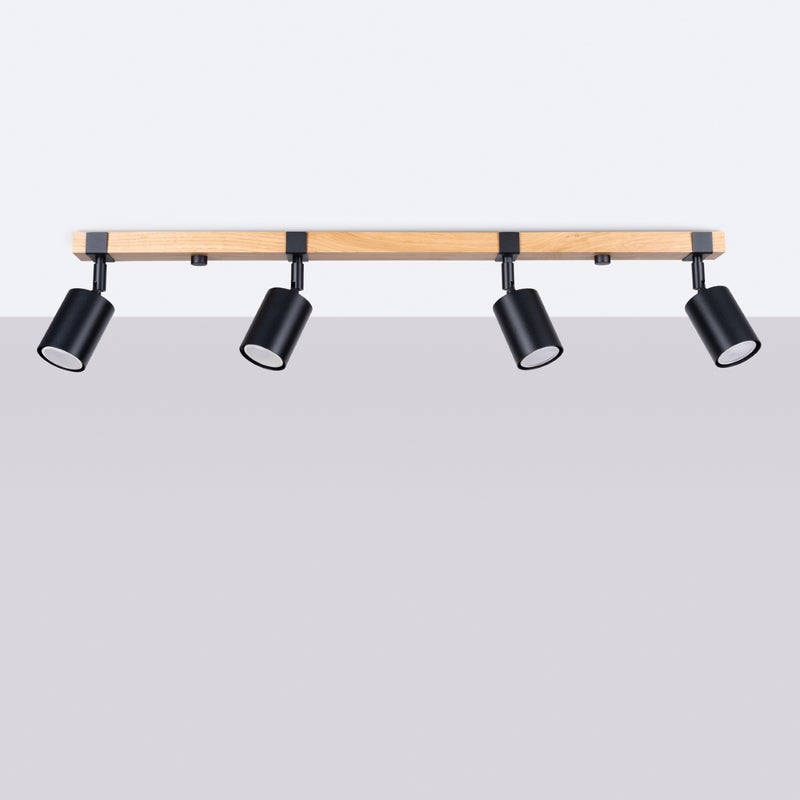 Plafon ZYNELIX 4L czarny LED 4000K - 88x6x17.2cm Sollux