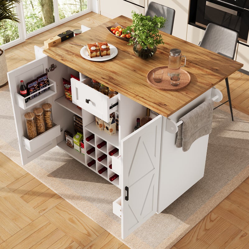 Nowoczesna wyspa kuchenna, szafka bufetowa z usłojeniem drewna, 137,5×39,5×95,6 cm, MDF, biały