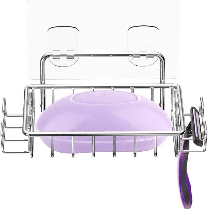 Mydelniczka bez wiercenia, mydelniczka ze stali nierdzewnej, która nigdy nie rdzewieje, półka pod prysznic do łazienki, uchwyt na gąbkę kuchenną