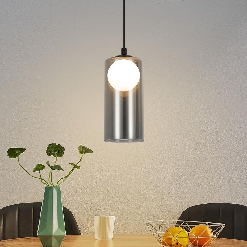ZMH Wisząca lampa jadalnia żyrandol czarny 1 płomień G9 szkło vintage wisząca lampa sypialnia żyrandol