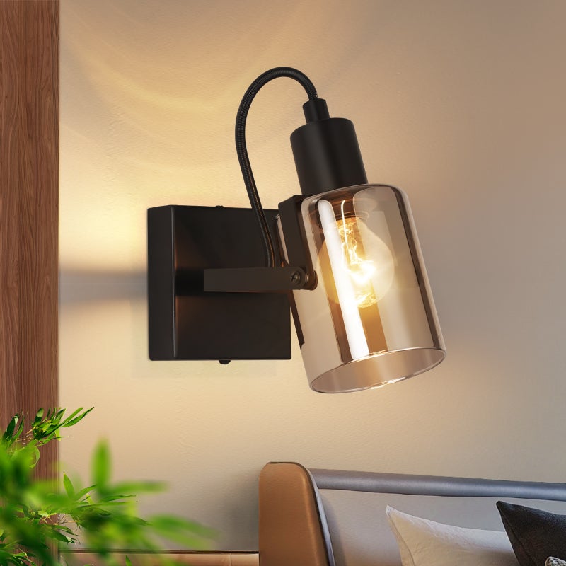 ZMH Pojedyncza lampa sufitowa - szkło w kolorze retro dymionego szarego E14 Lampa sufitowa do sypialni/korytarza