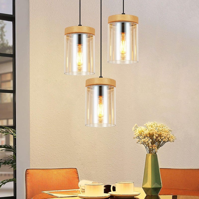 ZMH Wisząca lampa jadalnia żyrandol 1/3 płomienie E27 przezroczysta wisząca lampa żyrandol sypialnia hotel
