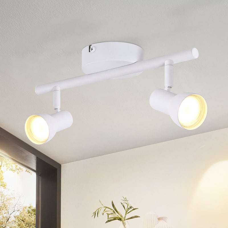 NETTLIFE 2-płomieniowy Reflektorowa sufitowy nowoczesny design biały GU10 metalowy Reflektorowa 350° regulowany Reflektorowa sufitowy
