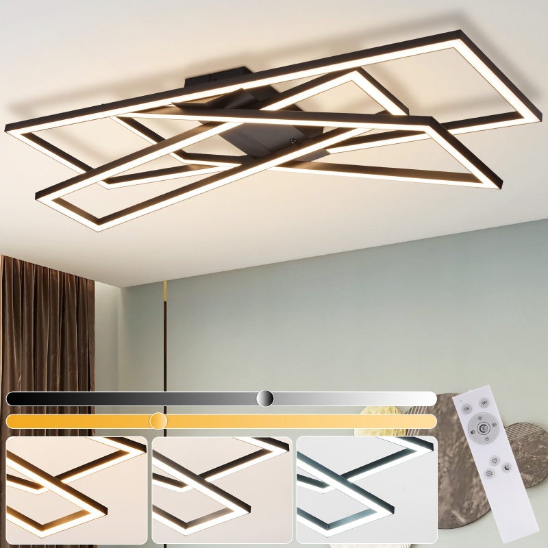 NETTLIFE Czarna 45W Ściemnialna Lampa Sufitowa LED do Salonu, Biura, Pokoju Dziecięcego