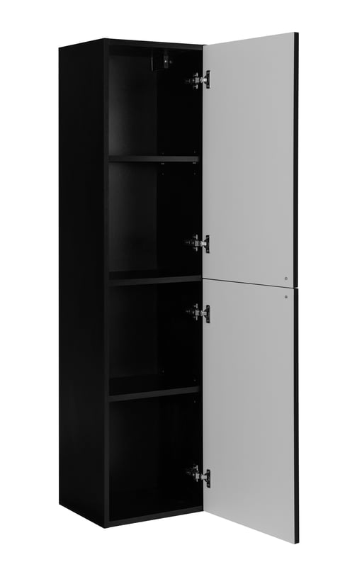 Klasyczna szafka łazienkowa, czarna, 35 x 136 x 27 cm, uchwyt srebrny