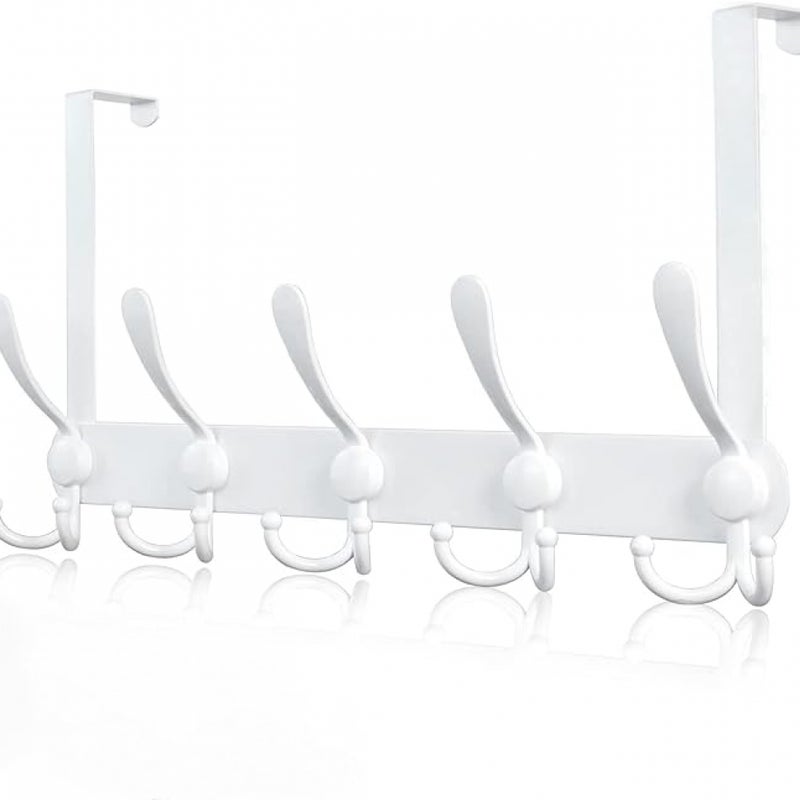 Wieszak na ubrania do montażu na drzwiach, wieszak na drzwi do ram o grubości 4,5 cm, wieszak do szklanych drzwi łazienkowych, biały
