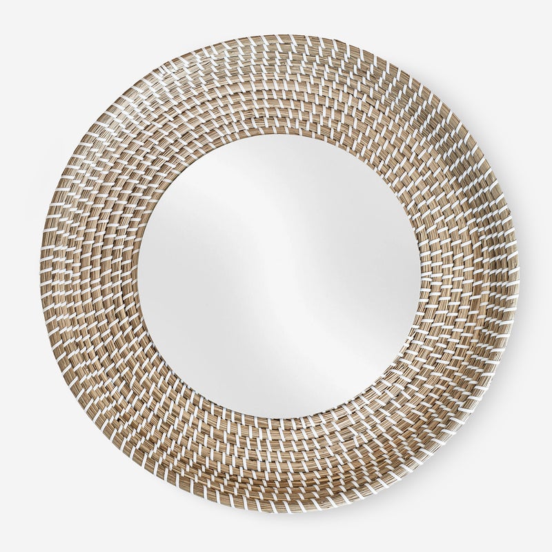 Okrągłe lustro z naturalnych włókien Ø50x5 cm – Plecione, dekoracyjne i lekkie