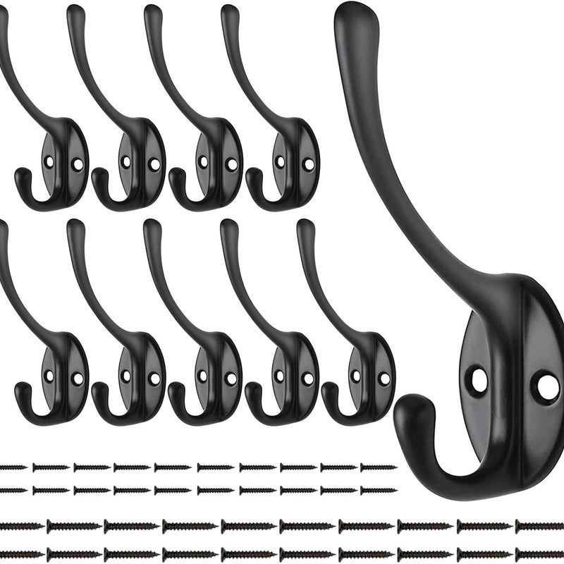 10 szt. czarnych, zabytkowych wieszaków ściennych, wieszaków na ubrania, wieszaków na szyję, podwójnych wieszaków ściennych do drzwi łazienkowych i k