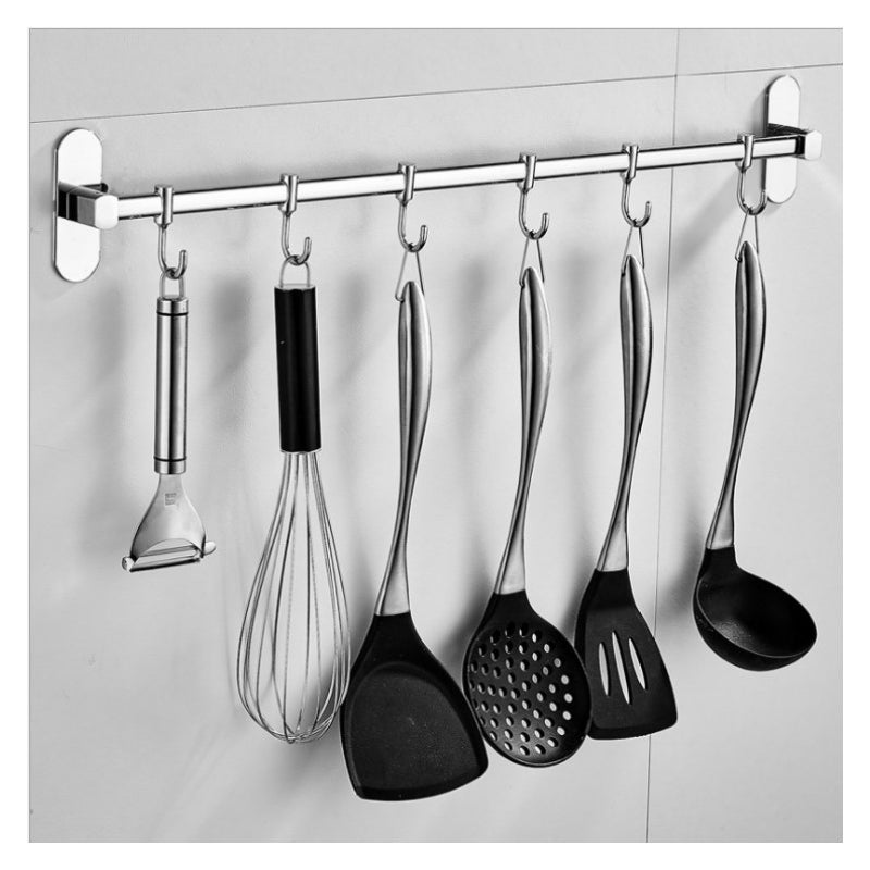 40-centymetrowy uchwyt ścienny ze stali nierdzewnej z 6 haczykami do kuchni i łazienki