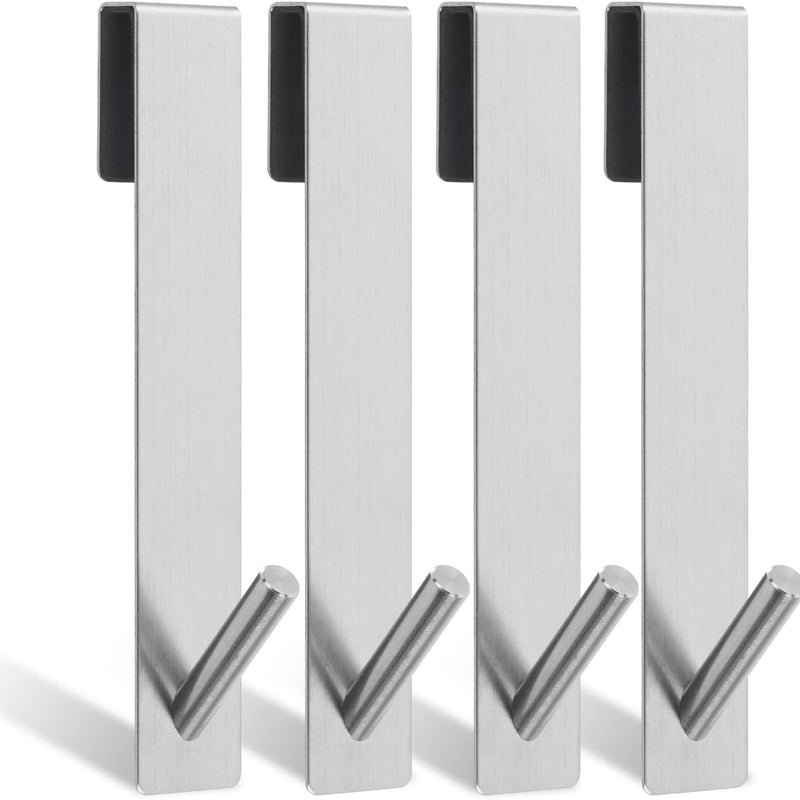 Zestaw 4 wieszaków na ręczniki łazienkowe, uchwyt na ręczniki łazienkowe, haczyki łazienkowe, bez wiercenia, stal nierdzewna