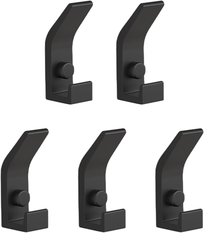 Wytrzymałe haki ścienne, 5 sztuk metalowych wieszaków na ubrania ze śrubami, podwójny wieszak na ręczniki, wieszaki ścienne na ubrania - czarne