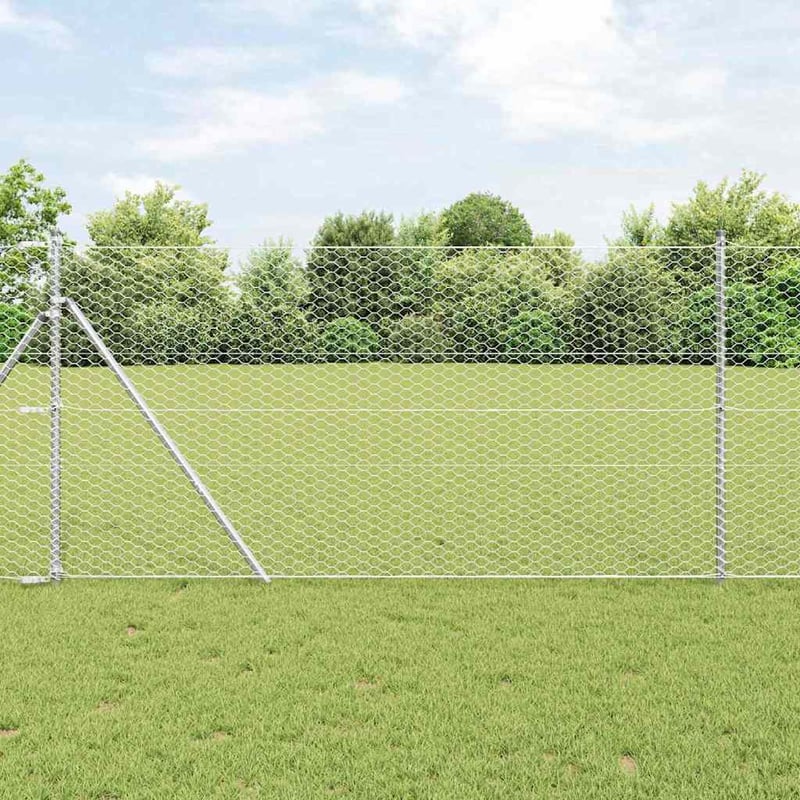 Ogrodzenie heksagonalne Srebrny 1 x 10 m Stal galwanizowana vidaXL
