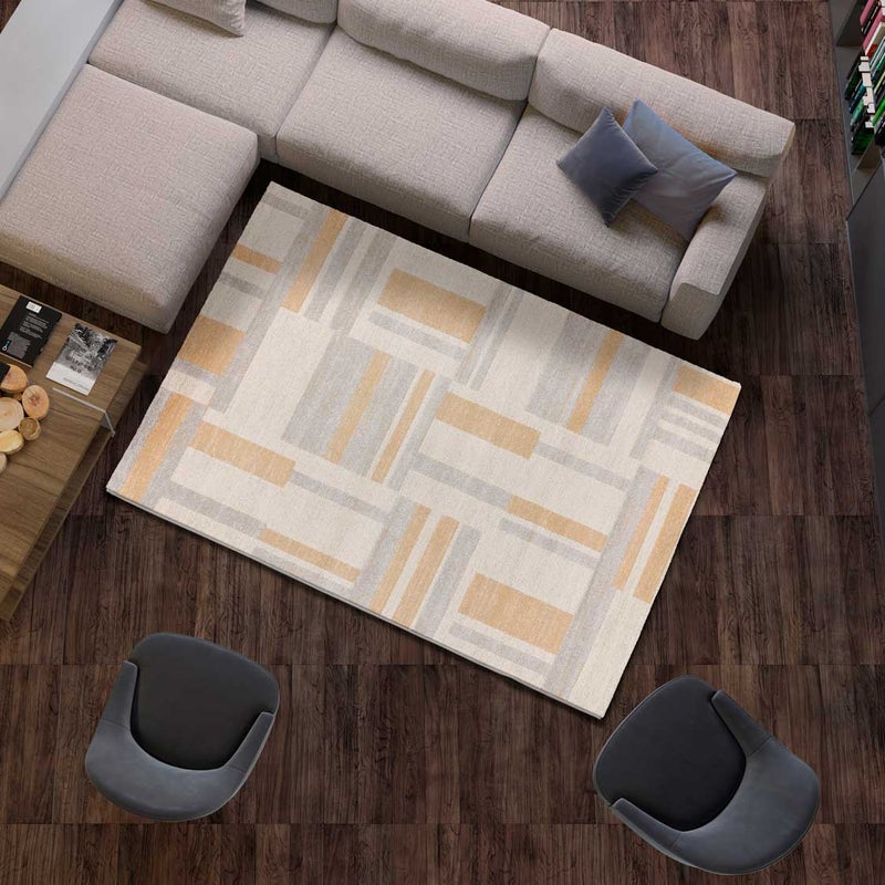 Prostokątny beżowy dywan do wnętrz 200 x 290 cm CRAFT geometryczny - ATTICGO