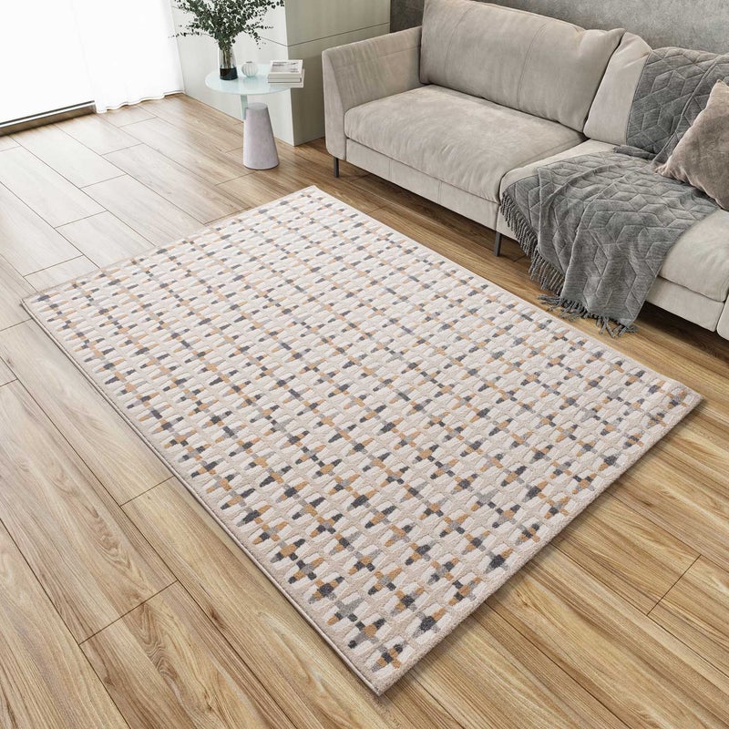 Prostokątny wielokolorowy dywan do wnętrz 200 x 290 cm BARESA z geometrycznym tłoczeniem - ATTICGO