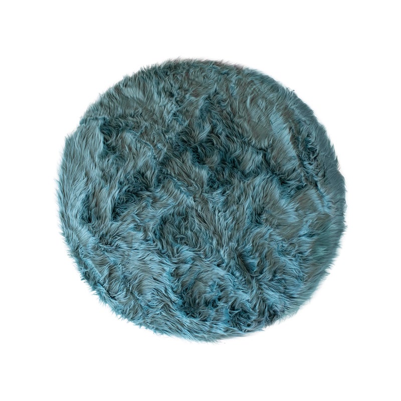 Okrągły dywan z długim miękkim włosiem turkusowy Ø140 cm – Miękki i elegancki dywan