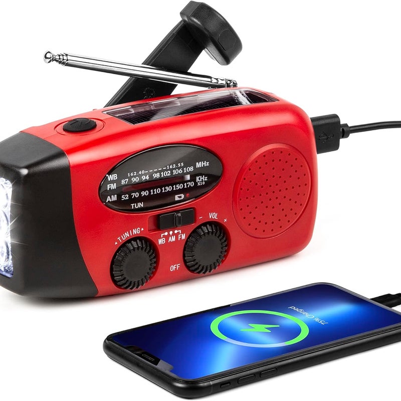 Radio awaryjne zasilane energią słoneczną, radio pogodowe do użytku domowego i na kemping z AM/FM, latarka radiowa z dynamem, alarm SOS Radioline