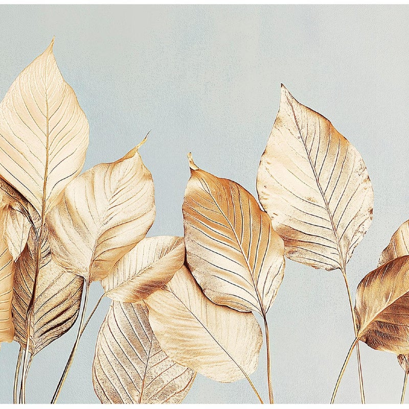 Fototapeta Liście Złoto Abstrakcja 350x250 cm Tapeta Do Sypialni Salonu Kuchni Na Flizelinie