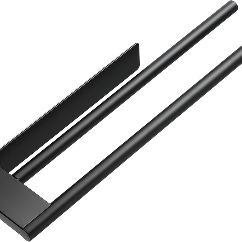 Wieszak na ręczniki łazienkowe bez wiercenia, stal nierdzewna 304, podwójny, samoprzylepny, dwuramienny, do montażu na ścianie, czarny