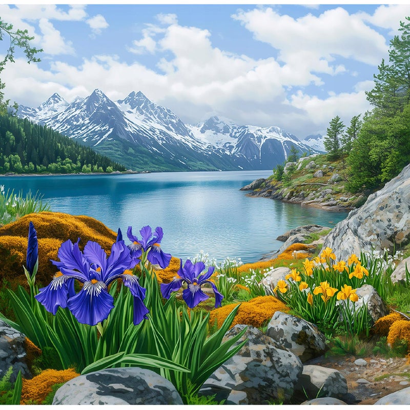 Fototapeta Krajobraz Górski 3D Jezioro Natura 350x250 cm Tapeta Do Sypialni Salonu Kuchni Na Flizelinie