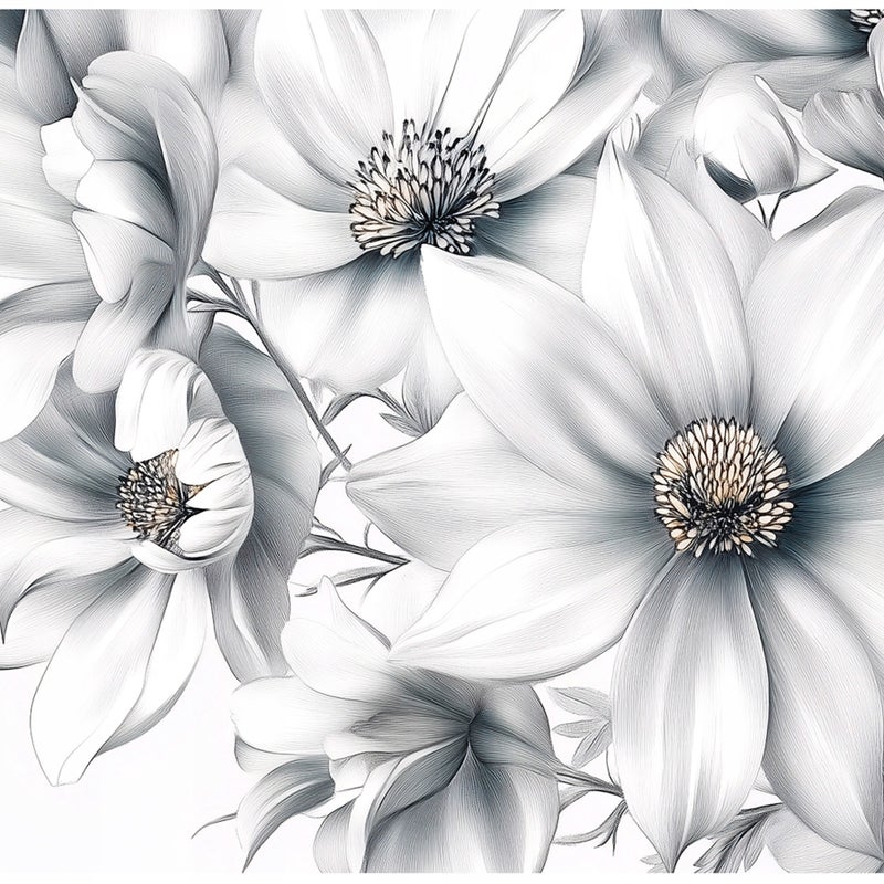 Fototapeta Kwiaty Szary Abstrakcja 250x175 cm Tapeta Do Sypialni Salonu Kuchni Na Flizelinie
